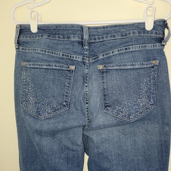 NYDJ Bootcut Jeans Medium Rinse Lift & Tuck Bling Back Pockets Women's Size 12 - Picture 7 of 14